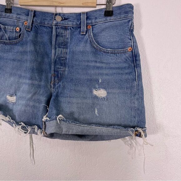 Levi’s 501 Big E Hidden Button Fly High Waisted Jean Shorts - Picture 5 of 10